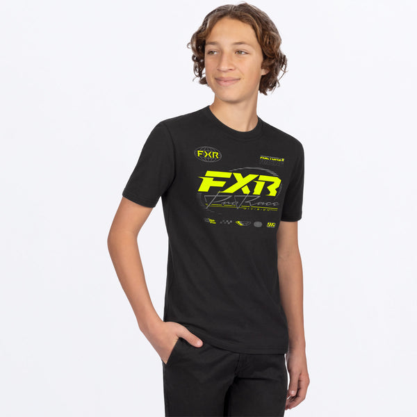 YthRaceDivisionPremium_T-Shirt_BlackHiVis_SKU_262251-_1065_Front